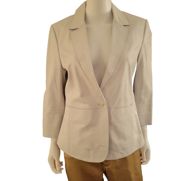 ecru white leather jacket s